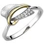 Damen Ring 925 Sterling Silber bicolor eismatt 8 Zirkonia (Gr��e: 60) 