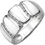 Damen Ring 925 Sterling Silber 15 Zirkonia und wei�e Emaille-Einlage (Gr��e: 54) 