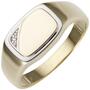 Herren Ring 585 Gold Gelbgold bicolor Diamant Brillant (Gr��e: 62) 