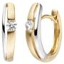 Creolen 333 Gold Gelbgold bicolor teil matt 2 Zirkonia Ohrringe 