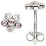 Ohrstecker Blume 925 Sterling Silber 12 Zirkonia rosa Ohrringe 