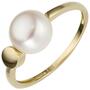 Damen Ring 585 Gold Gelbgold 1 Perle, Perlenring (Gr��e: 56) 