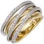 Damen Ring breit 585 Gelbgold Wei�gold bicolor 78 Diamanten (Gr��e: 60) 