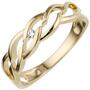 Damen Ring 585 Gold Gelbgold 1 Diamant Brillant 0,02ct. (Gr��e: 56) 