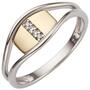 Damen Ring 585 Gold Wei�gold Gelbgold bicolor 4 Diamanten (Gr��e: 52) 
