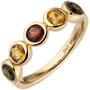 Damen Ring 585 Gold Gelbgold 2 Citrine 1 Granat 2 Turmaline (Gr��e: 60) 