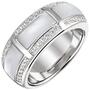 Damen Ring aus 925 Sterling Silber 42 Zirkonia 3 Perlmutt Einlagen (Gr��e: 52) 