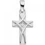 Anh�nger Kreuz 925 Silber mattiert 1 Zirkonia Kreuzanh�nger 