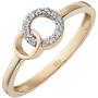 Damen Ring 333 Gelbgold drei Zirkonia Goldring (Gr��e: 60) 