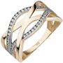 Damen Ring 333 Gelbgold bicolor 46 Zirkonia Goldring (Gr��e: 52) 