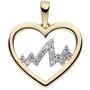 Anh�nger Herz Herzschlag 333 Gold Gelbgold bicolor 16 Zirkonia 
