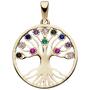 Anh�nger Lebensbaum 333 Gold Gelbgold 12 Zirkonia bunt 