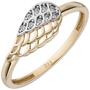 Damen Ring Fl�gel 333 Gelbgold, bicolor 9 Zirkonia Goldring (Gr��e: 52) 
