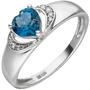 Damen Ring Herz 585 Wei�gold 1 Blautopas 8 Diamanten (Gr��e: 60) 