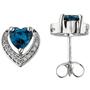 Ohrstecker Herz 585 Wei�gold 2 Blautopase 22 Diamanten Brillanten 