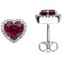 Ohrstecker Herzen 585 Gold Wei�gold 2 Rhodolithe 48 Diamanten Brillanten 