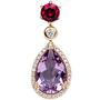 Anh�nger 585 Gold Rotgold Amethyst Rhodolith 32 Diamanten 
