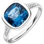Damen Ring 585 Wei�gold 1 Blautopas 10 Diamanten Brillanten (Gr��e: 60) 