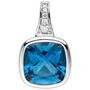 Anh�nger 585 Gold Wei�gold 5 Diamanten Brillanten 1 Blautopas 