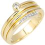 Damen Ring 585 Gold Gelbgold 8 Diamanten Brillanten Goldring (Gre: 56) 