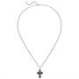 Collier Halskette mit Kreuz-Anh�nger aus Edelstahl mit Zirkonia 56 cm 