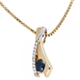 Anh�nger 333 Gelbgold bicolor 10 Zirkonia 1 blauer Saphir Goldanh�nger