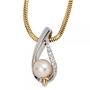 Anh�nger 585 Wei�gold Gelbgold bicolor 1 S��wasser Perle 10 Diamanten