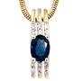 Anh�nger 585 Gelbgold 1 blauer Saphir 12 Diamanten