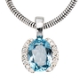 Anh�nger 585 Gold Wei�gold 14 Diamanten Brillanten 1 Blautopas blau