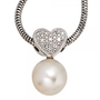 Anh�nger Herz 585 Gold Wei�gold 1 S��wasser Perle 10 Diamanten