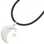 Anh�nger Mond 925 Sterling Silber rhodiniert teilmattiert 1 Zirkonia