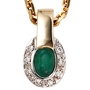 Anh�nger oval 585 Gelbgold bicolor 8 Diamanten Brillanten 1 Smaragd