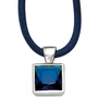 Anh�nger 925 Sterling Silber rhodiniert 1 Zirkonia blau 14,9 mm