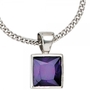 Anh�nger 925 Sterling Silber rhodiniert 1 Zirkonia lila 14,9 mm