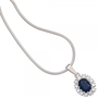 Anh�nger 925 Sterling Silber rhodiniert 12 Zirkonia 1 Safir blau