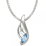 Anh�nger 925 Sterling Silber rhodiniert teilmattiert Zirkonia blau