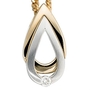 Anh�nger Tropfen 585 Gelbgold Wei�gold bicolor matt 1 Diamant Brillant