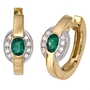 Creolen 585 Gelbgold bicolor 16 Diamanten 2 Smaragde gr�n Ohrringe