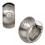Creolen 6 mm breit 950 Platin mattiert 2 Diamanten Brillanten