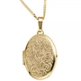Medaillon oval f�r 2 Fotos 333 Gold Gelbgold matt Anh�nger zum �ffnen