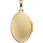 Medaillon oval f�r 2 Fotos 585 Gold Gelbgold matt Anh�nger zum �ffnen