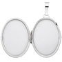 Medaillon oval 585 Wei�gold mattiert 2 Diamanten Anh�nger zum �ffnen