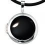 Medaillon rund 925 Sterling Silber 1 Onyx schwarz Anh�nger zum �ffnen