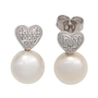 Ohrstecker Herz 585 Wei�gold 2 S��wasser Perlen 10 Diamanten