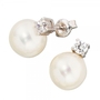 Ohrstecker 925 Sterling Silber 2 Zirkonia 2 synthetische Perlen