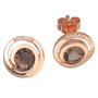 Ohrstecker rund 585 Rotgold 8 Diamanten Brillanten 2 Rauchquarze