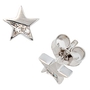 Ohrstecker Stern 585 Wei�gold matt 1 Diamant Brillant 0,022 ct.