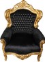 Casa Padrino Barock Sessel King Schwarz / Gold mit Glitzersteinen - Luxus Barock Sessel 