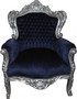 Casa Padrino Barock Sessel King Royalblau / Silber - Luxus Barock M�bel im Antik Stil
