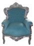 Casa Padrino Barock Sessel King Blau / Silber 85 x 85 x H. 120 cm - Barock M�bel